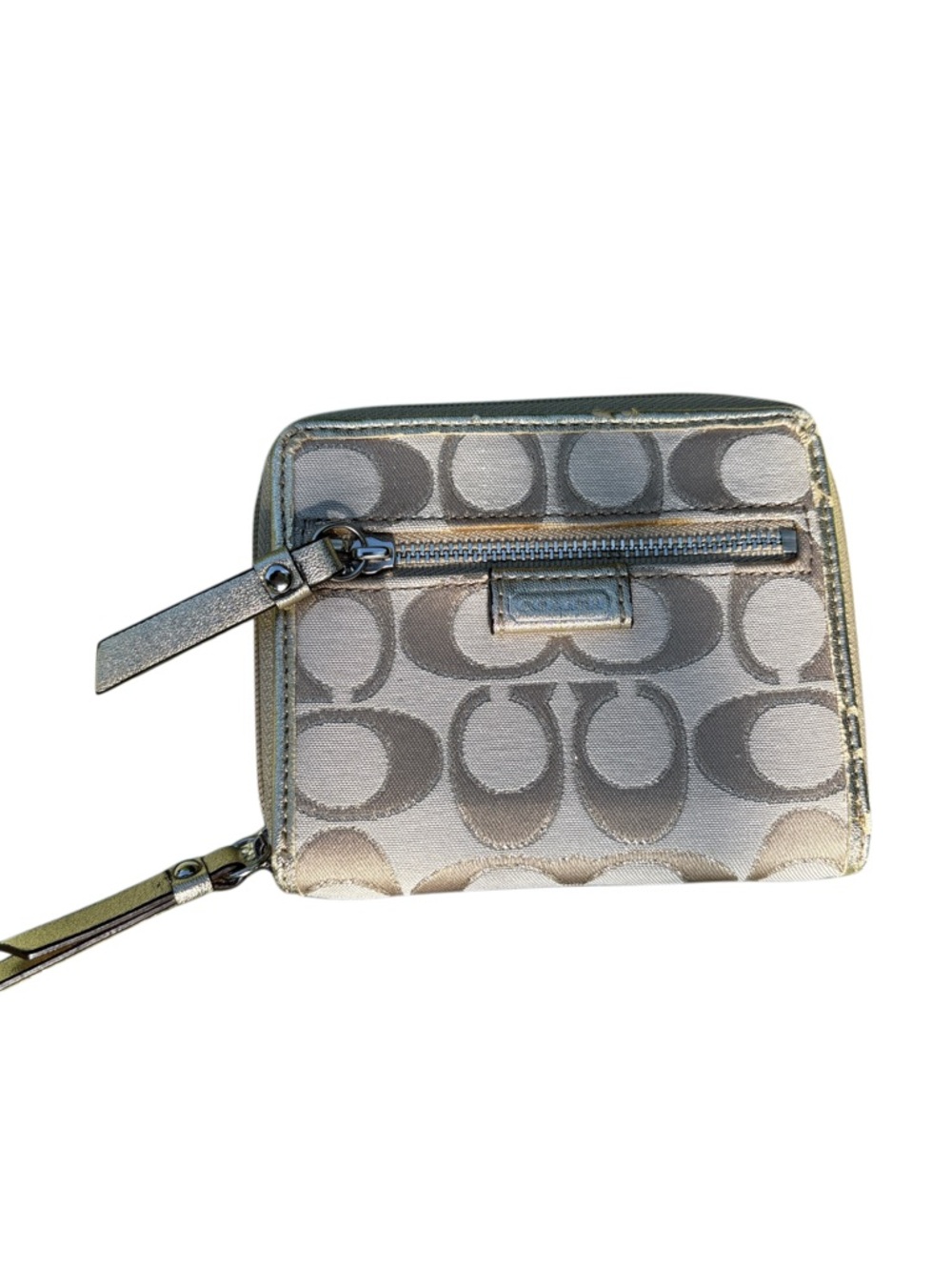 Coach Y2K Signature C Double Zip Wallet - Champagne with Lurex